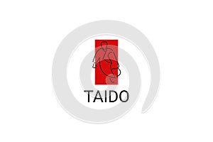 Taido (way of the body) sport vector line icon. sportman, fighting stance.