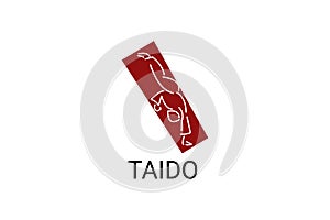 Taido (way of the body) sport vector line icon. sportman, fighting stance.