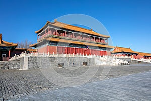 Taihe Gate Ancient Buildings, Forbidden City, Beijing, ChinaHongyi Pavilion, an ancient building in the Forbidden City, Beijing, C