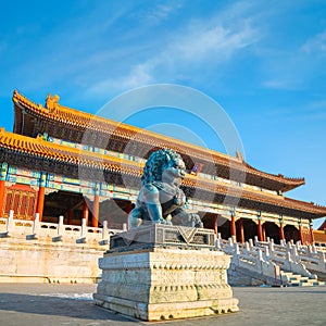 Taihemen Gate of Supreme Harmony is the largest palace gate in Forbidden City