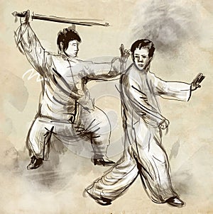 Taiji (Tai Chi). An full sized hand drawn illustra photo
