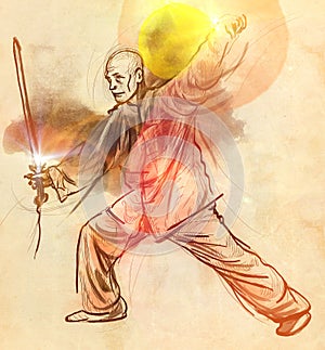 Taiji (Tai Chi). An full sized hand drawn illustra photo