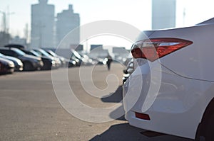 Tail light car on the parking lot