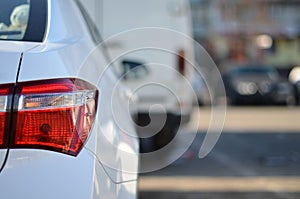 Tail light car on the parking lot