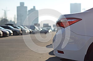 Tail light car on the parking lot