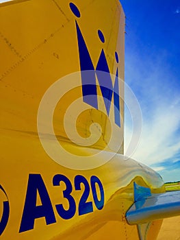 Tail of a Monarch Airlines A320 Airbus Airplane Tail