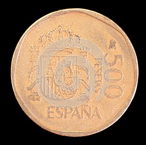 Tail of 500 pesetas coin, issued by Spain in 1989 photo