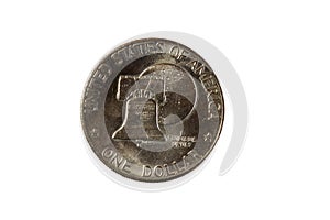 Tail Side Of United States One Dollar Coin With Liberty Bell