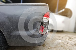 Taillight broken of black car