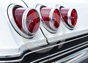 Taillight of an old classic American car, close up shot