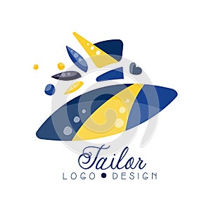 Tailor logo design, dressmakers salon, sewing studio, dress boutique, store, shop label vector Illustration