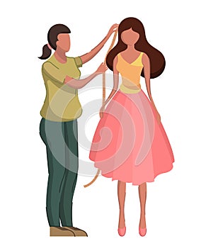 Tailor master taking measurement. Creative atelier profession. Isolated vector photo