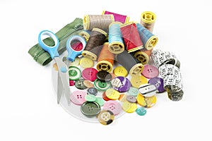 Tailor materials; Colorful sewing threads. Various threads