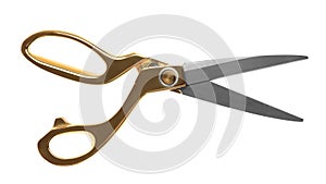 Tailor`s scissors isolated on white, top view