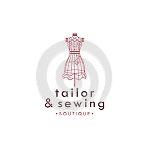 Tailor Sewing Vintage Logo, Attelier Mannequin Logo, Fashion Logo Vector Design