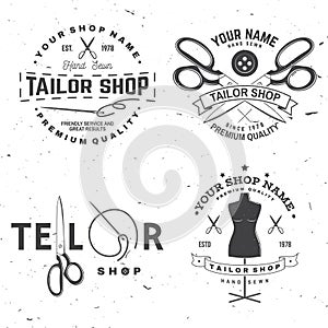 Tailor shop badge. Vector. Concept for shirt, print, stamp label or tee. Vintage typography design with sewing needle