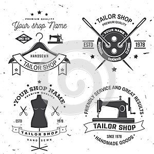 Tailor shop badge. Vector. Concept for shirt, print, stamp label or tee. Vintage typography design with sewing needle