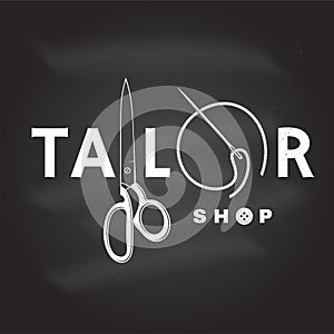 Tailor shop badge. Vector. Concept for shirt, print, stamp label or tee. Vintage typography design with sewing needle