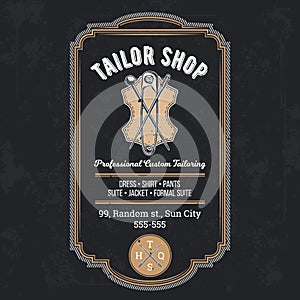 Tailor shop vintage emblem or signage vector