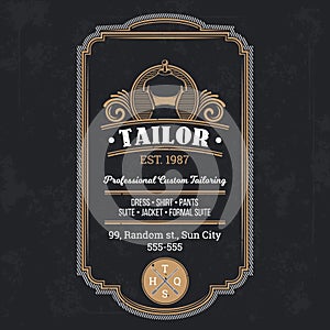 Tailor shop vintage emblem or signage vector