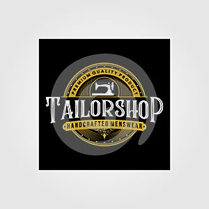 Tailor shop vintage logo premium vector tattoo typography design