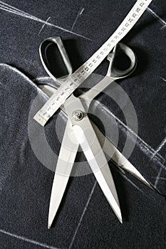 Tailor Tools of Trade - Scissors and Tape Measure.