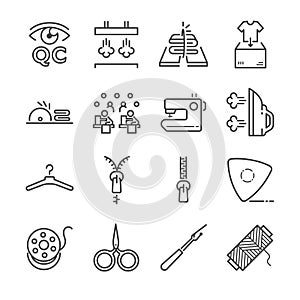 Tailor vector line icon set. Included the icons as needle, sew, fabric, needle and more.