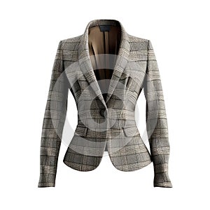 A tailored blazer in a chic plaid pattern with classic lapels