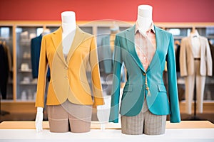 tailored garments displayed on mannequins