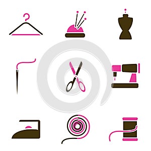 Tailoring object icon set vector