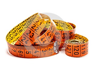 Tailoring old measuring tape isolated