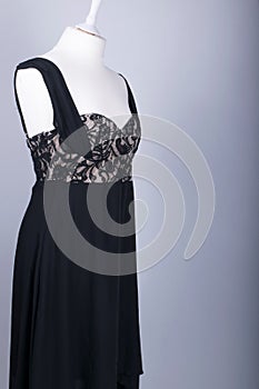 Tailors Mannequin dressed in a Black Lace Dress
