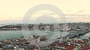 Taime laps from the Galata tower. Bay golden horn time lapas, ships in the bay golden horn time lapas