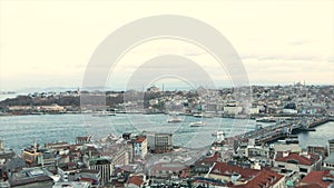 Taime laps from the Galata tower. Bay golden horn time lapas, ships in the bay golden horn time lapas
