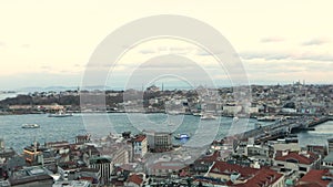 Taime laps from the Galata tower. Bay golden horn time lapas, ships in the bay golden horn time lapas