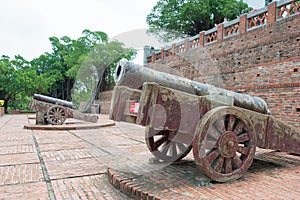 Ancient Cannons at Anping Old Fort Fort Zeelandia in Tainan, Taiwan. was a fortress built over ten years from 1624 to 1634