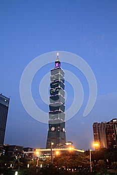 Taipei 101, high rise building in Taiwan night scene