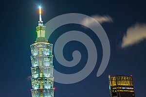 Taipei 101 night view of which is visible from Xiangshan Taipei