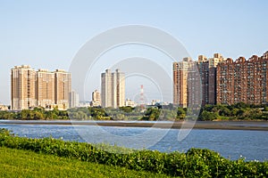 Taipei city downtown with river view at evening time