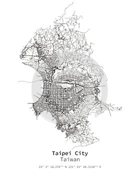 Taipei city, Taiwan street map vector image