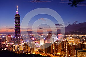 Taipei City and Tapie 101 Night View