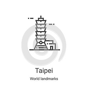 taipei icon vector from world landmarks collection. Thin line taipei outline icon vector illustration. Linear symbol for use on