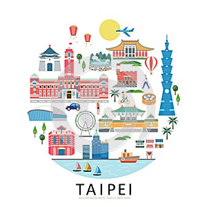 Taipei landmarks collection photo