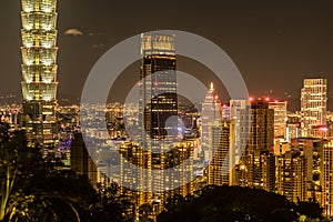 Taipei night view seen from the Xiangshan Taipei