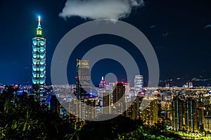 Taipei night view seen from the Xiangshan Taipei