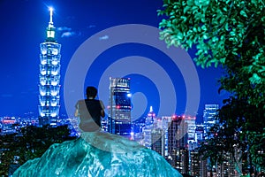 Taipei night view seen from the Xiangshan Taipei