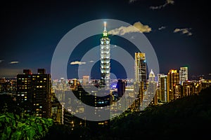 Taipei night view seen from the Xiangshan Taipei