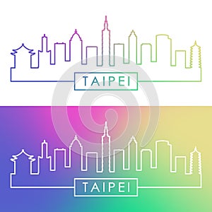 Taipei skyline. Colorful linear style.