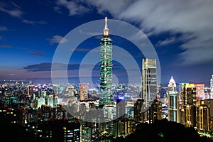 Taipei skyline at dusk, Taiwan