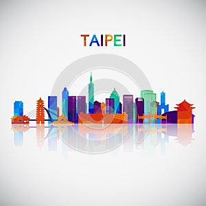 Taipei skyline silhouette in colorful geometric style. photo